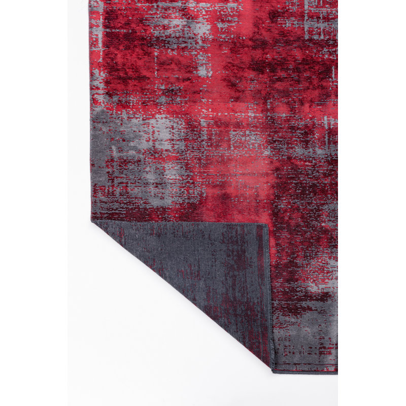 Rapture Gray/Red Abstract Luxury Area Rug, Rectangle 7'10" x 11'2"
