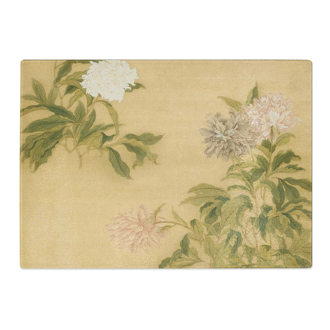 Tempered Glass Peonies by Yun Shouping Chopping Board