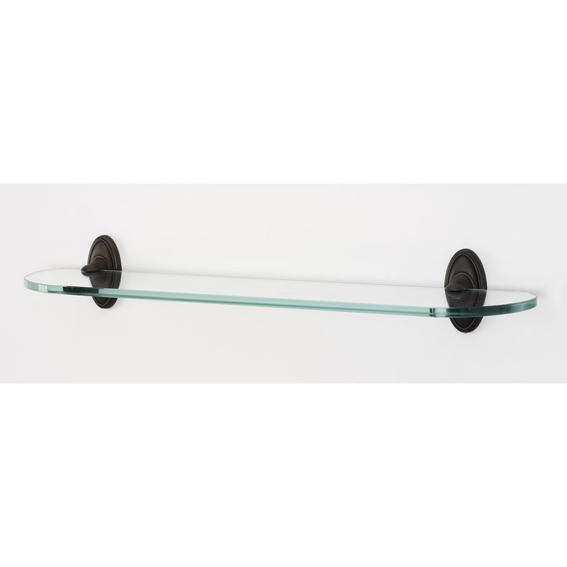 Classic Traditional Oval Glass Accent Shelf, Satin Nickel