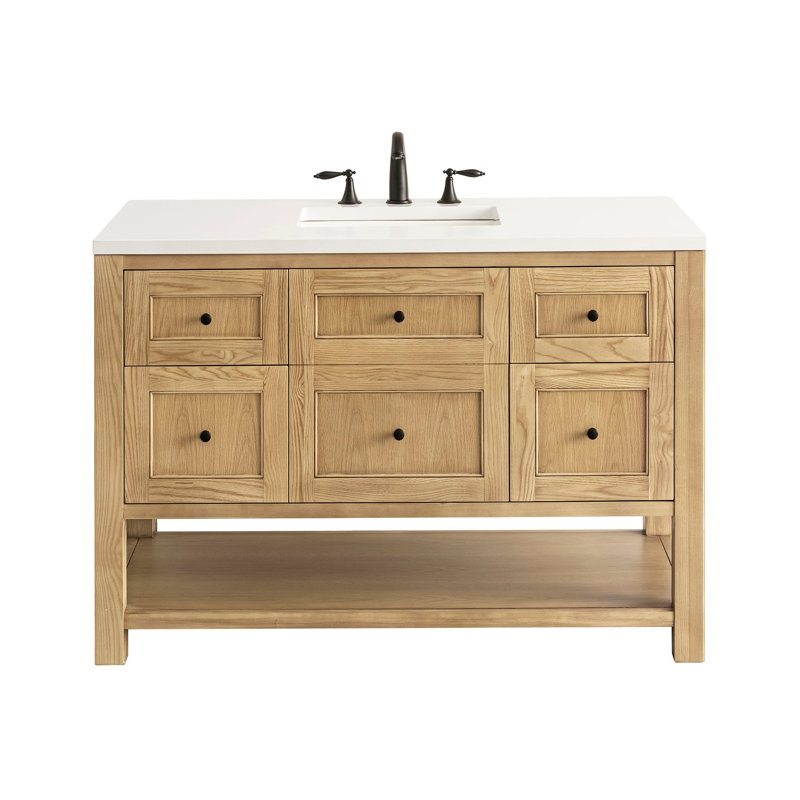Breckenridge 48'' W Single Vanity, White Zeus, 8" Widespread, Light Natural Oak