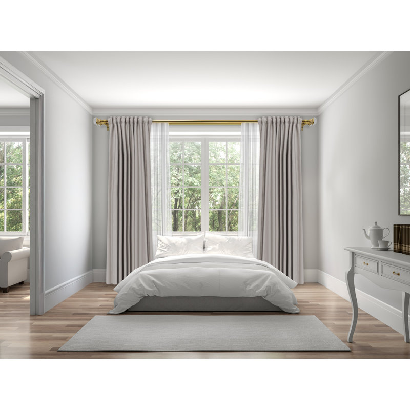 Ensemble de tringle à rideaux double 1 "avec fleurons carrés en cristal, 72" - 144", Champagne