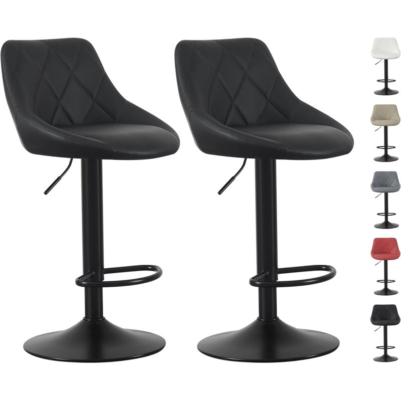 Swivel Adjustable Height Counter Stool with Metal Frame, Black