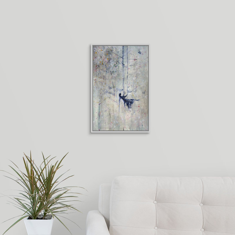 « étoile fleuri », peinture sur toile, Cadre flottant blanc, H 19,7 po x l 13,7 po x P 1,75 po