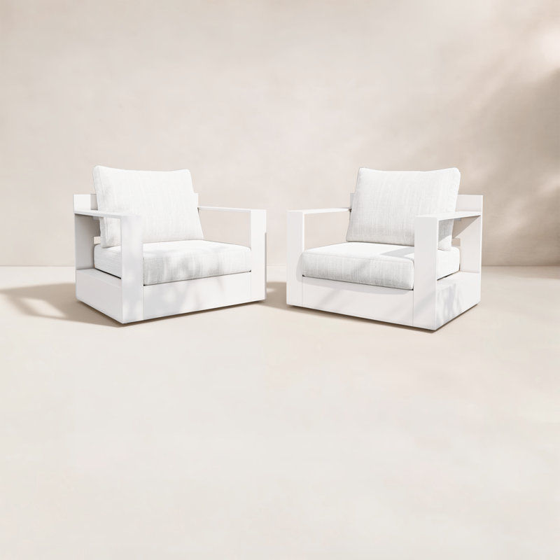 Ridgecrest Outdoor Patio Powder-Coated Aluminum Armchair With Cushions (Set Of 2)
