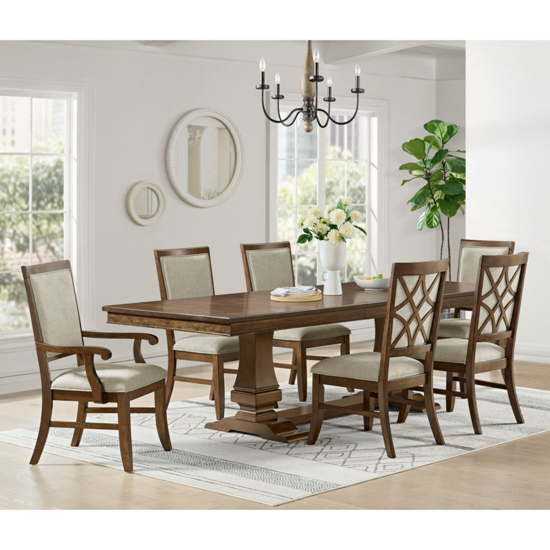 Silcox 7PC Standard Height Dining Set In Cherry-Table, Four Chairs And Two Arm Chairs