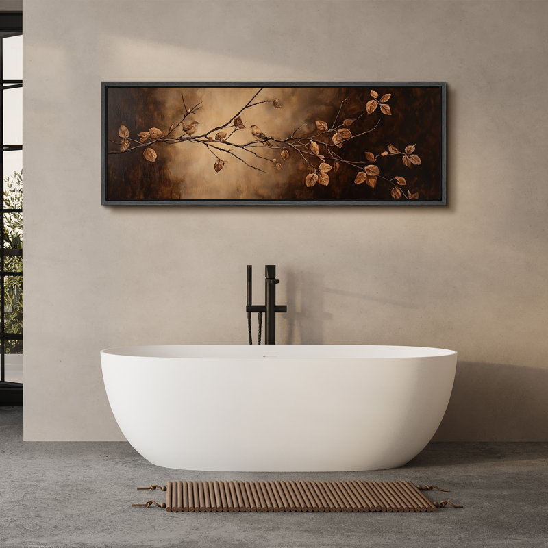 Large Framed Canvas Print Wall Art - Moody Floral Print for Dark Academic Decor, 20" H x 60" W, Black