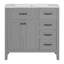 Meuble-lavabo 36 po avec lavabo, armoire de salle de bain avec tiroirs, cadre solide et panneau de fibres à densité moyenne, gris-1144643049