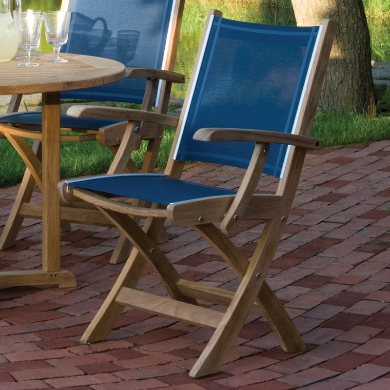 St. Tropez Outdoor Teak Dining Armchair, Blue