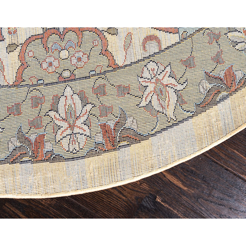 Tapis beige à motif floral Kashan, Rectangle 4 pi x 6 pi