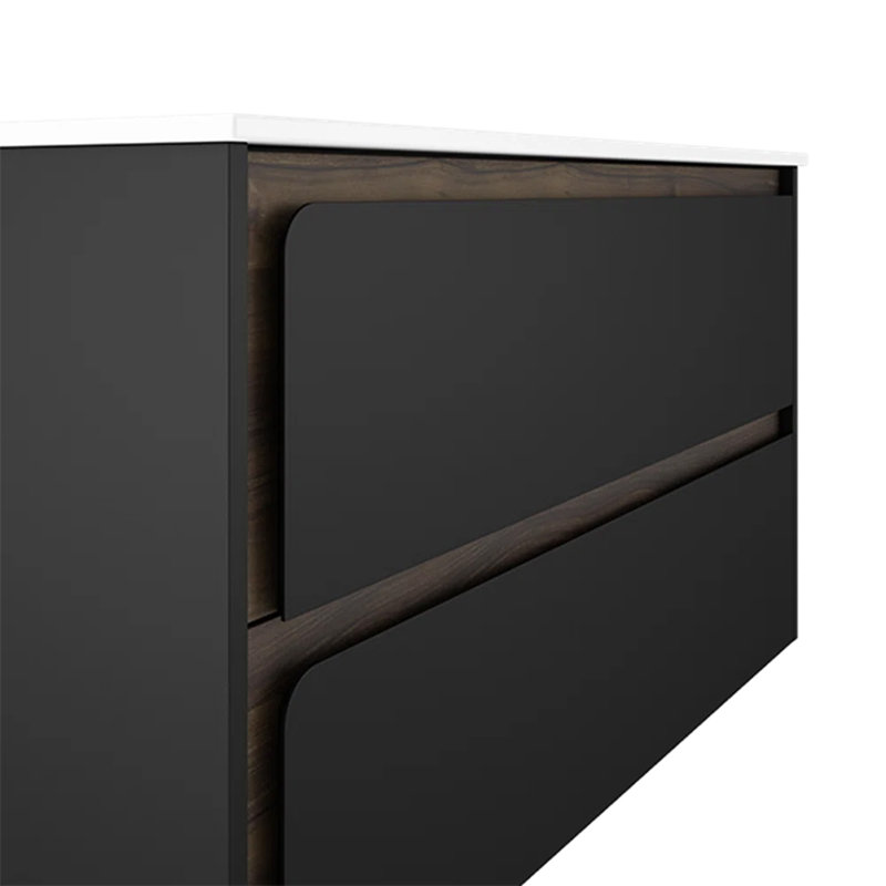 Meuble-lavabo mural de 101,6 cm (40 po) avec comptoir en céramique, fini noir mat