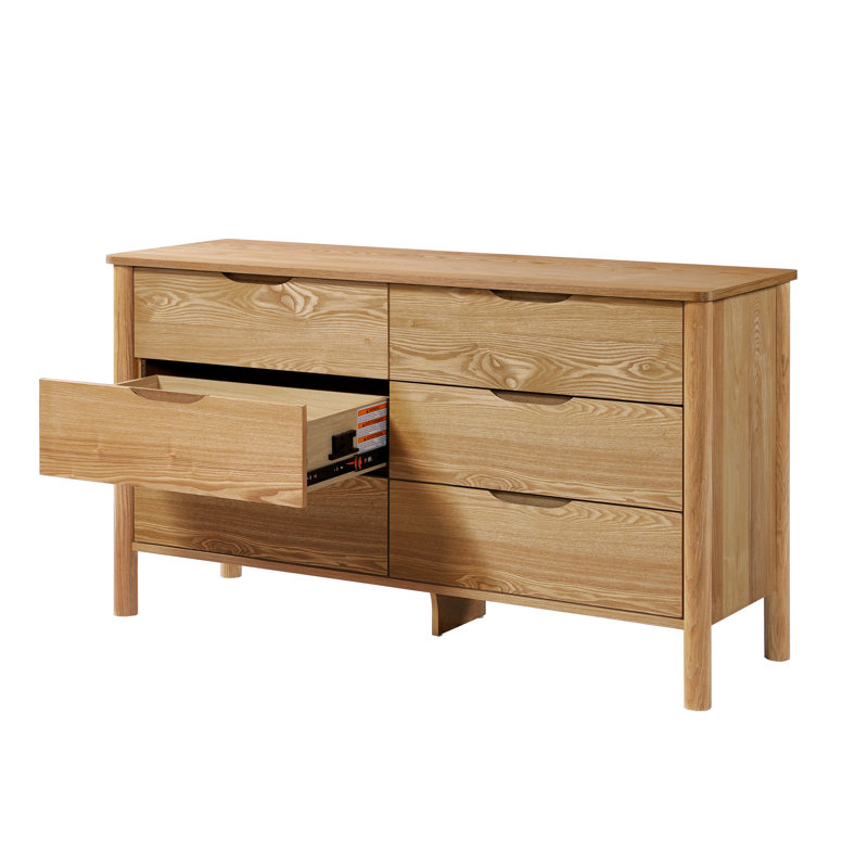 Ardin 6 Drawer Solid Wood Natural Dresser, Natural