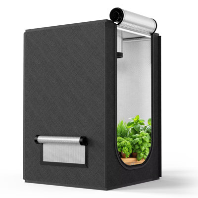 iPower Hydroponic Water-Resistant Grow Tent, Removable Floor Tray and Tool Bag, with Observation Window, for Indoor Plant Seedling, Propagation, Blossom, Black