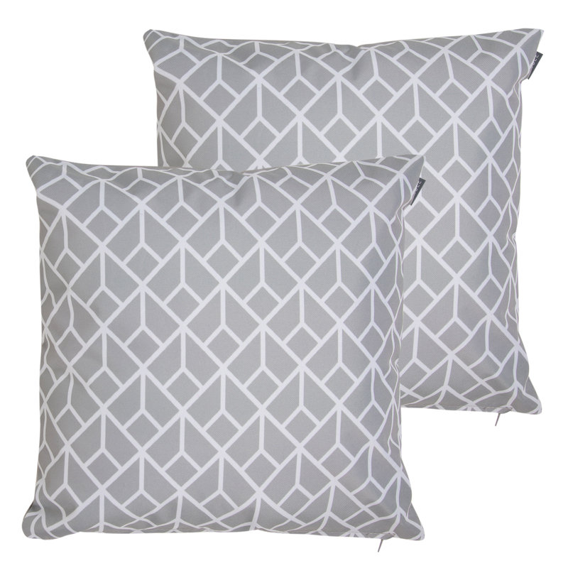 Art Deco Indoor-Outdoor Cushion, Pack of 4, Mixed Grey