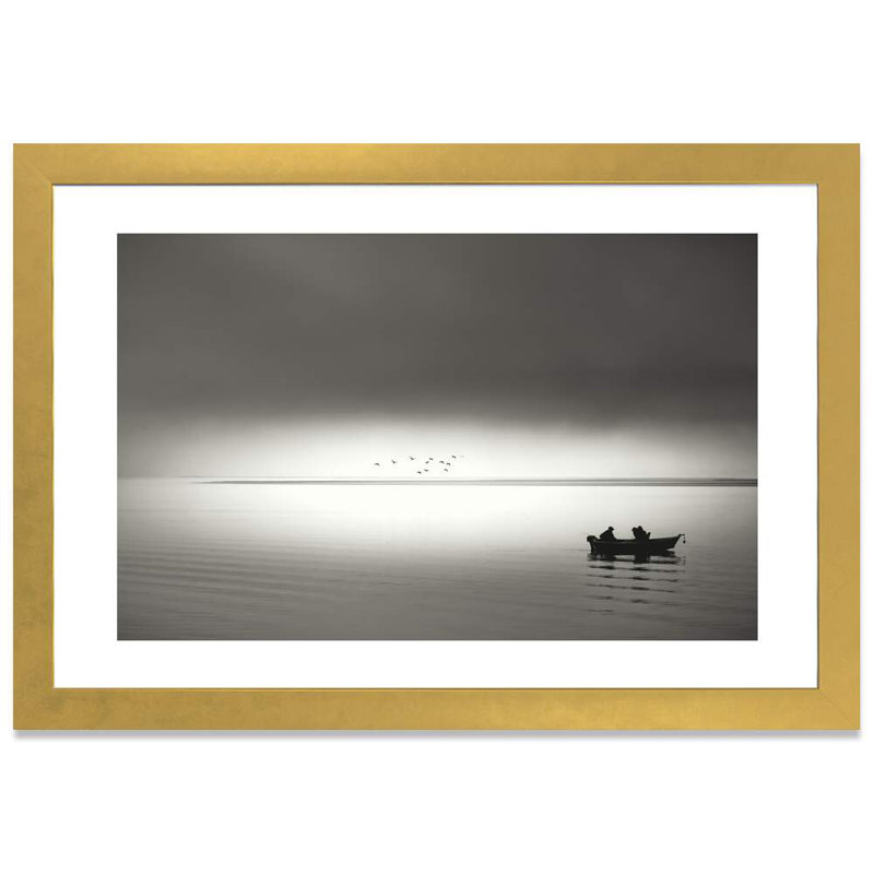 " Going Fishing " by Don Schwartz, 16" H x 24" W x 1" D, Gold Framed Paper