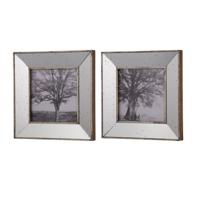 S/2 Vintage Silver Reflective Picture Frames, 15X15"