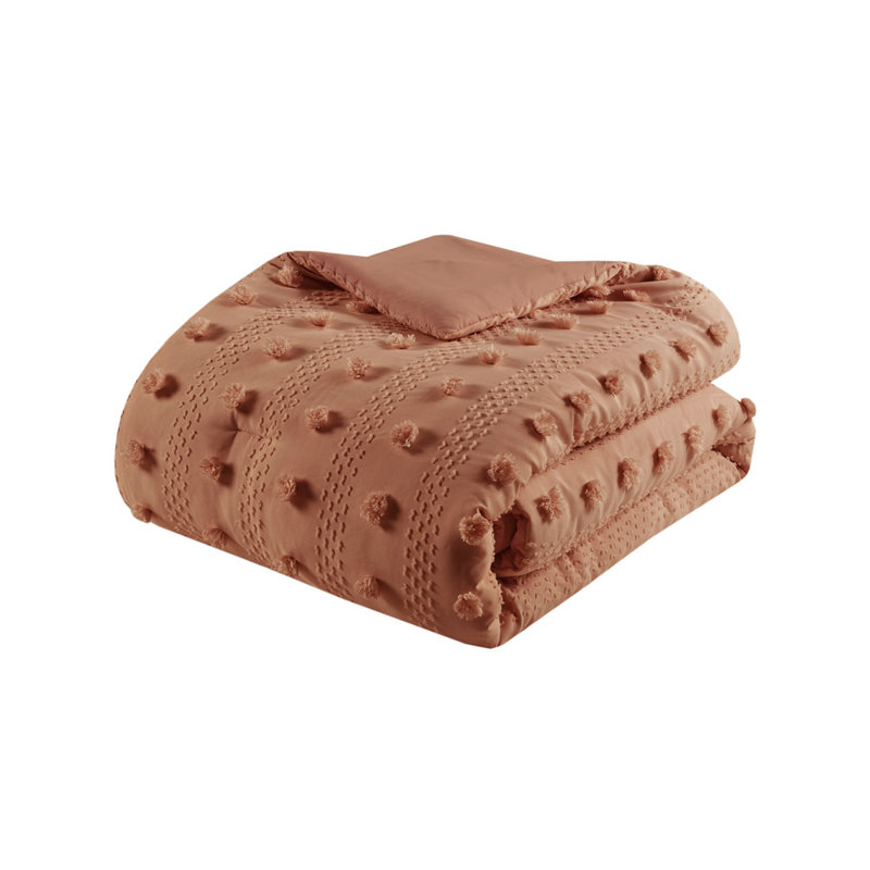 Rust Full Down Alternative Microfiber Comforter Set with Pom Poms