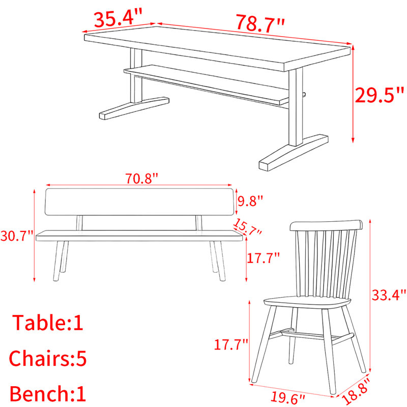 Modern simple solid wood dining table set.