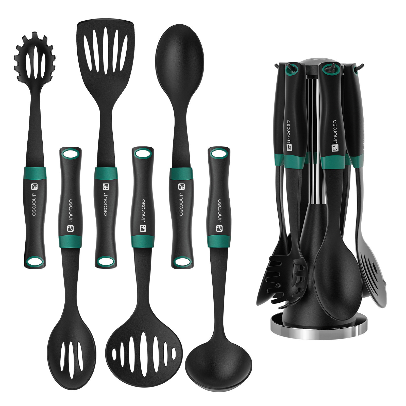 GreenLife  Nylon & Wood Cooking Utensils with Ceramic Crock, 7-Piece Set