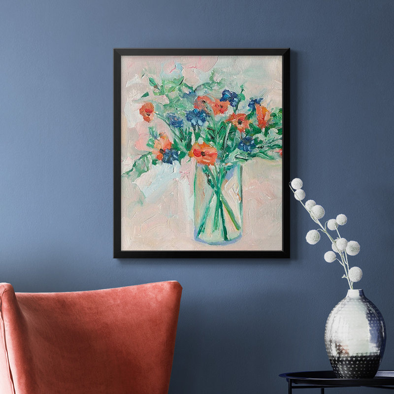 «Painterly Soft Bouquet II», toile encadrée de qualité supérieure - prête à être accrochée, Noir, H 24 po x l 20 po