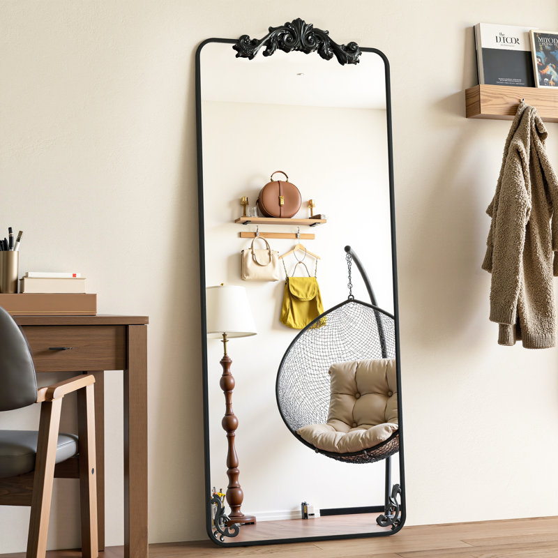 Miroir Ornately, 58 po x 18 po, Noir, noir, noir, noir