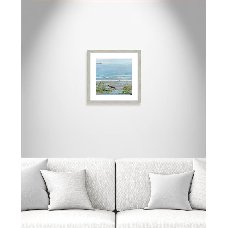 Après-midi sur la côte II - peinture encadrée, Papier avec cadre argenté, H 32,5 po x l 32,5 po x P 1,13 po