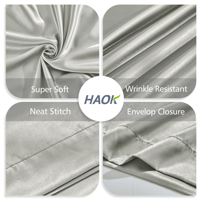 Satin - Set of 2, Queen Pillowcase, Light Grey