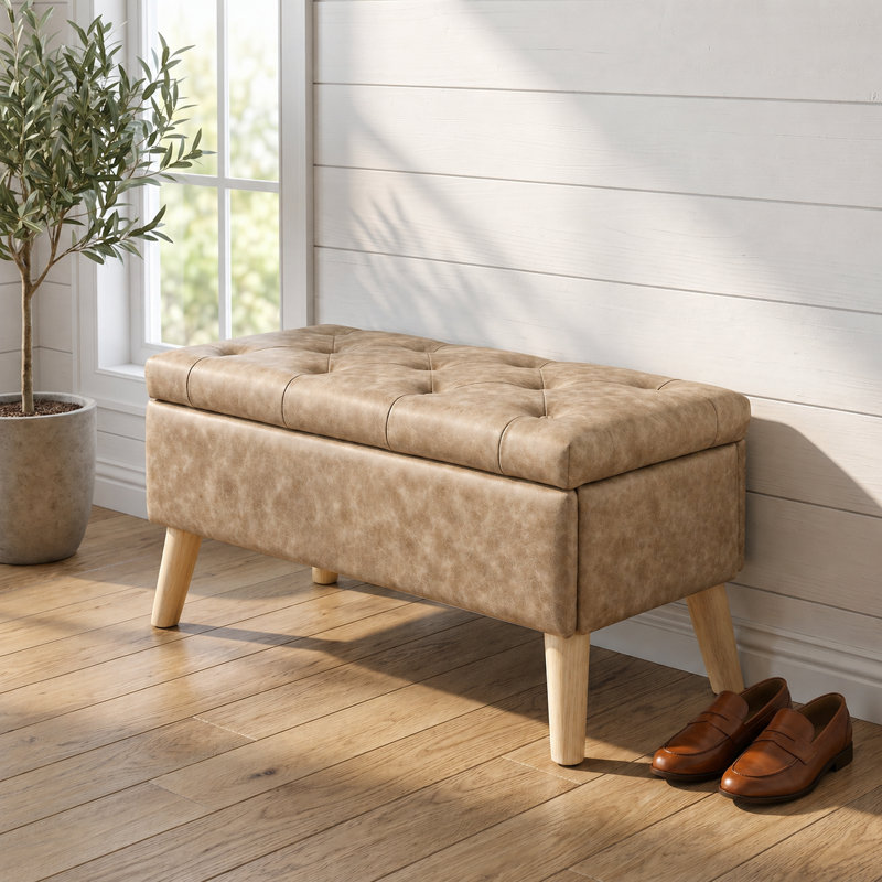 Banc de rangement avec repose-pieds Nova, Brown