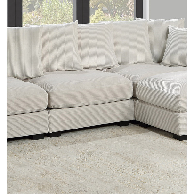 Living Room Furniture Armless Chair, Beige Corduroy
