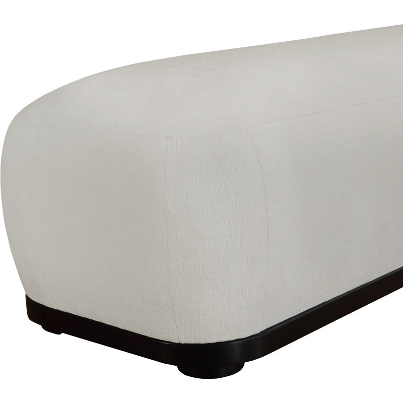 Banc en tissu Calum Chenille, Noir, Tissu gris chenille