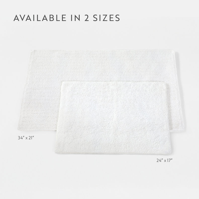 Tapis de bain réversible 100% coton, Blanc, 24 po x 17 po