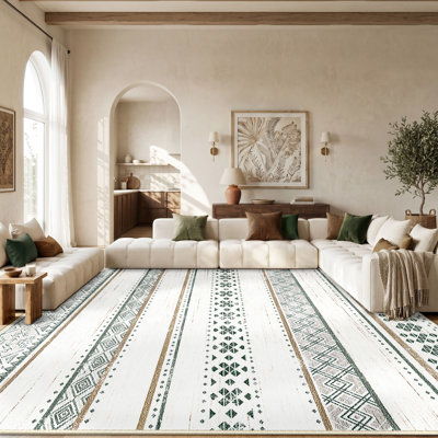 Tapis antidérapant à motif géométrique, tapis de polyester doux lavable à la machine pour la décoration intérieure