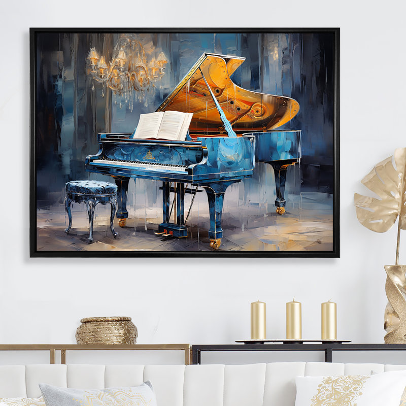 Piano Rhapsody In Blue - Music Piano, art mural, H 12 po x l 20 po x P 1 po, Cadre flottant noir