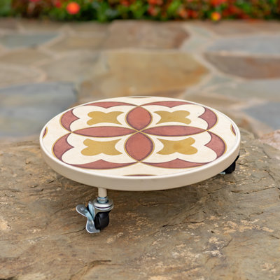 11.8" Ceramic Mosaic Tile Plant Trolley "Venice" (Set of 2)