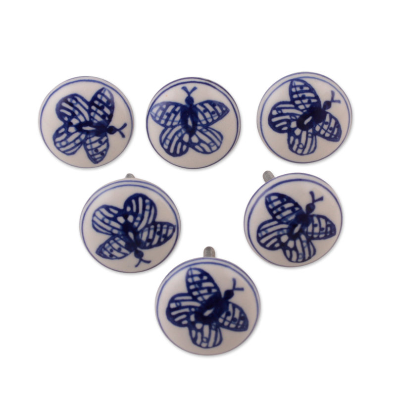 Ensemble de 6 boutons en céramique Novica
