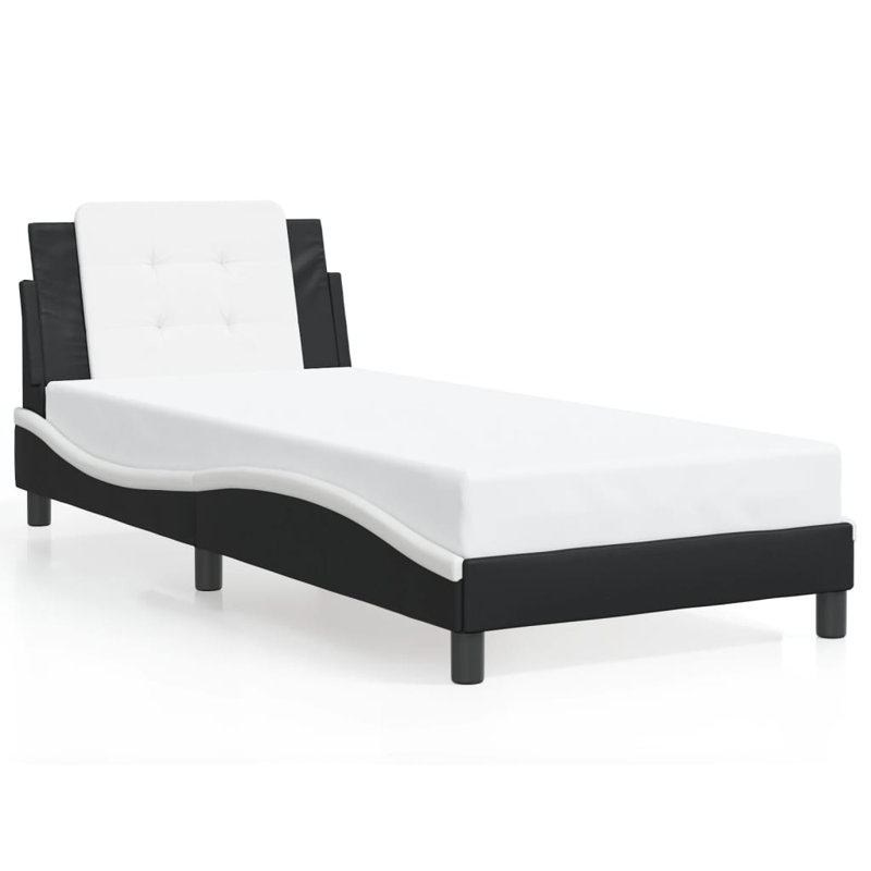 Cadre de lit vidaXL avec DEL sans matelas Zadar noir et blanc 90 x 190 cm, Simple, Noir