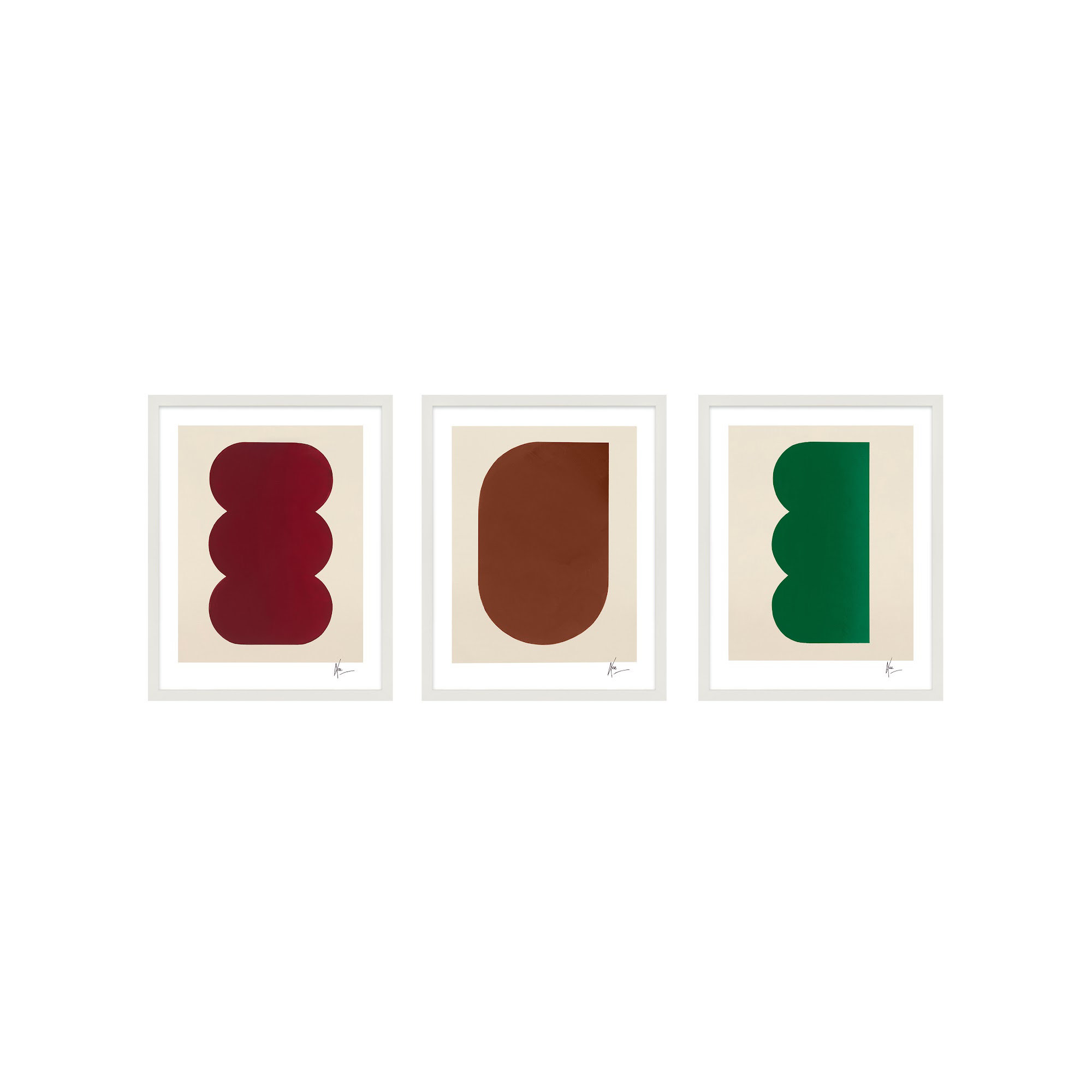 Keyhole 1-3. Set Of 3 by Lee Lessem, White Framed, 25" H x 20" W x 1.25" D