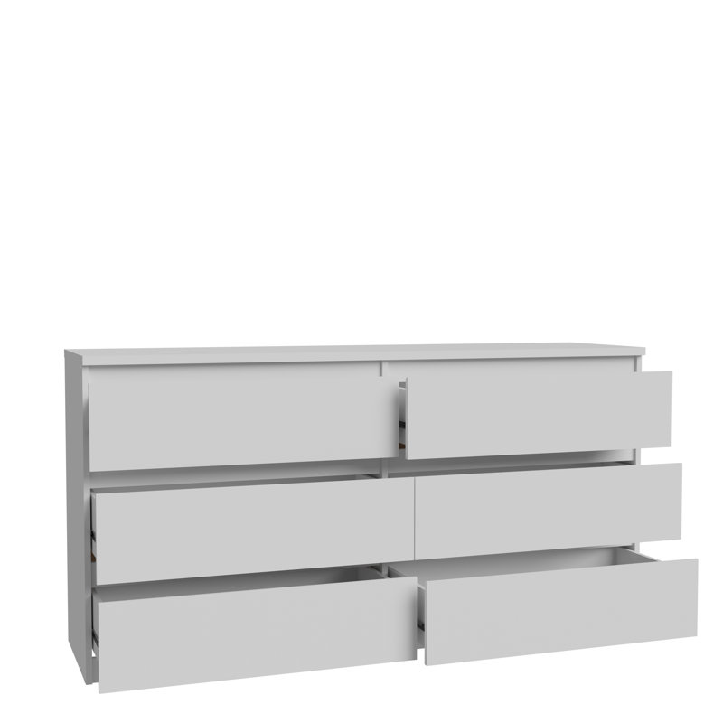 Priyaka 154cm W 6 - Drawer Chest of Drawers, White
