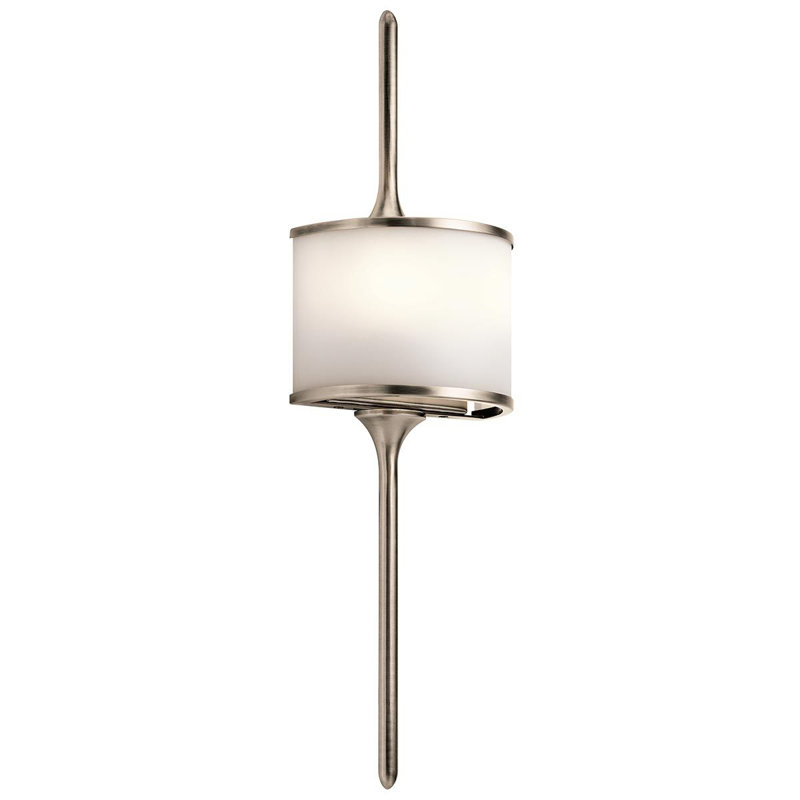 Charlee Glass Flush Mounted Sconce, 55.9cm H x 16.5cm W x 9.8cm D, Polished Brass