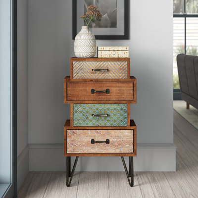 Commode décorative 4 tiroirs Cayden H 33,5 "