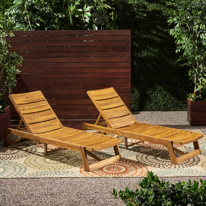Wood Chaise Lounge Duet - Finished, To Outdoor Elements, 26.73" W X 78.75" D 12.50" H, Yellow Brown 2 With Finish, Joyful Moment, 26"W 78.75"D 12.5"H, Shade