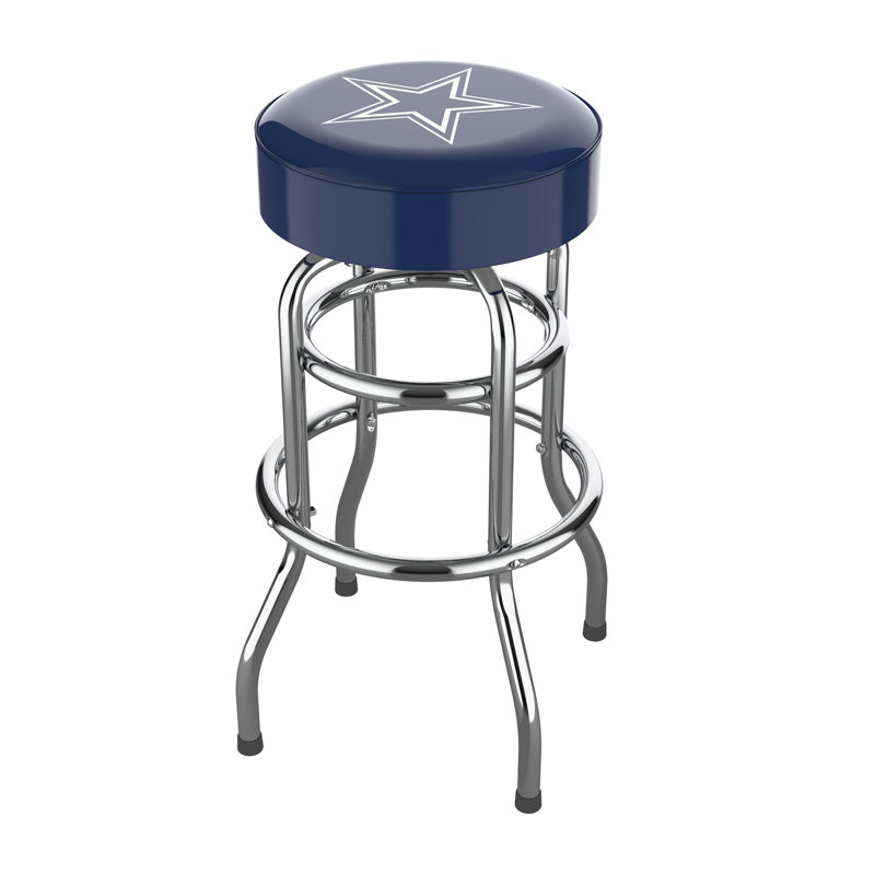 Commercial Grade Chrome Swivel Bar Stool with Vibrant Team Colors  , Dallas Cowboys