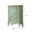 Commode décorative 5 tiroirs peinte en bois vert clair