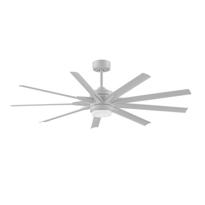 Ventilateur de plafond intelligent Odyn 64 pouces pour intérieur/extérieur avec kit d'éclairage DEL à température de couleur sélectionnable - Blanc mat avec pales blanches mates