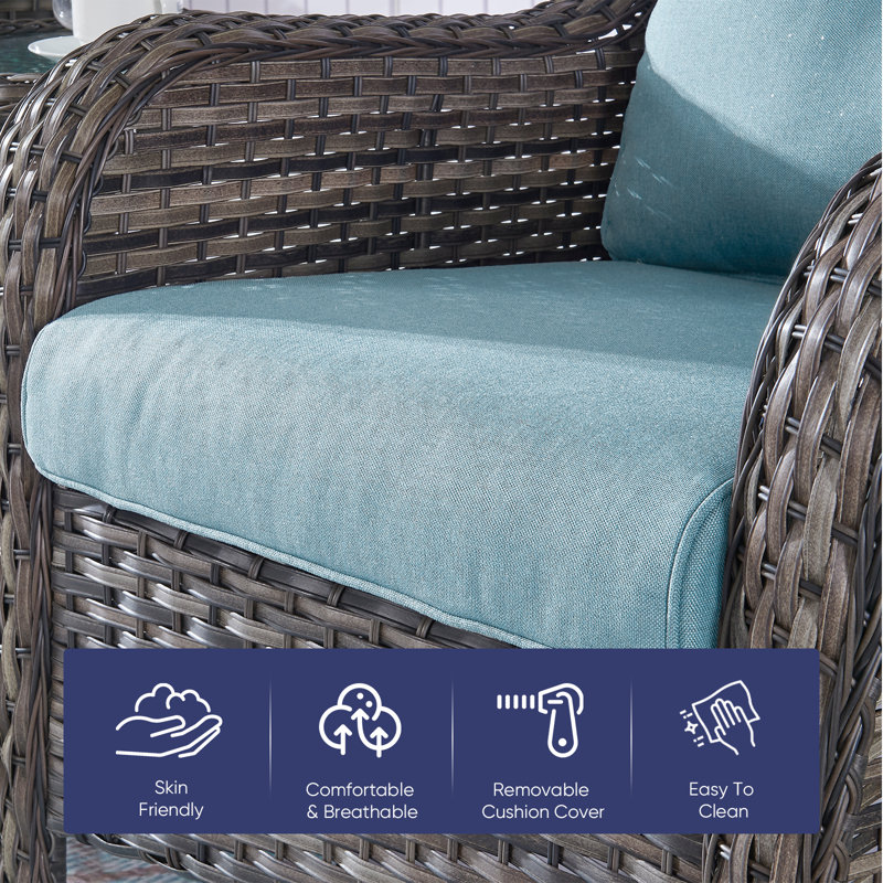 Allo 22"W x 25"D Outdoor Furniture Replacement Seat/Back Cushions, Light Blue, 1