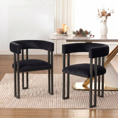 Modern velvet curved Dining Armchair