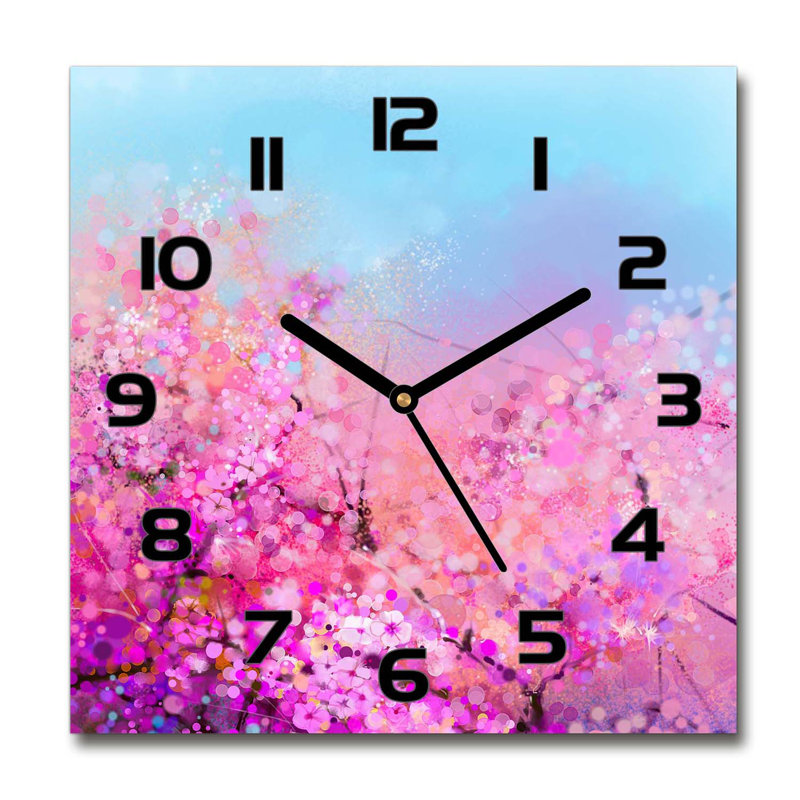 Hasnan Glass Wall Clock, Black/Pink/Blue