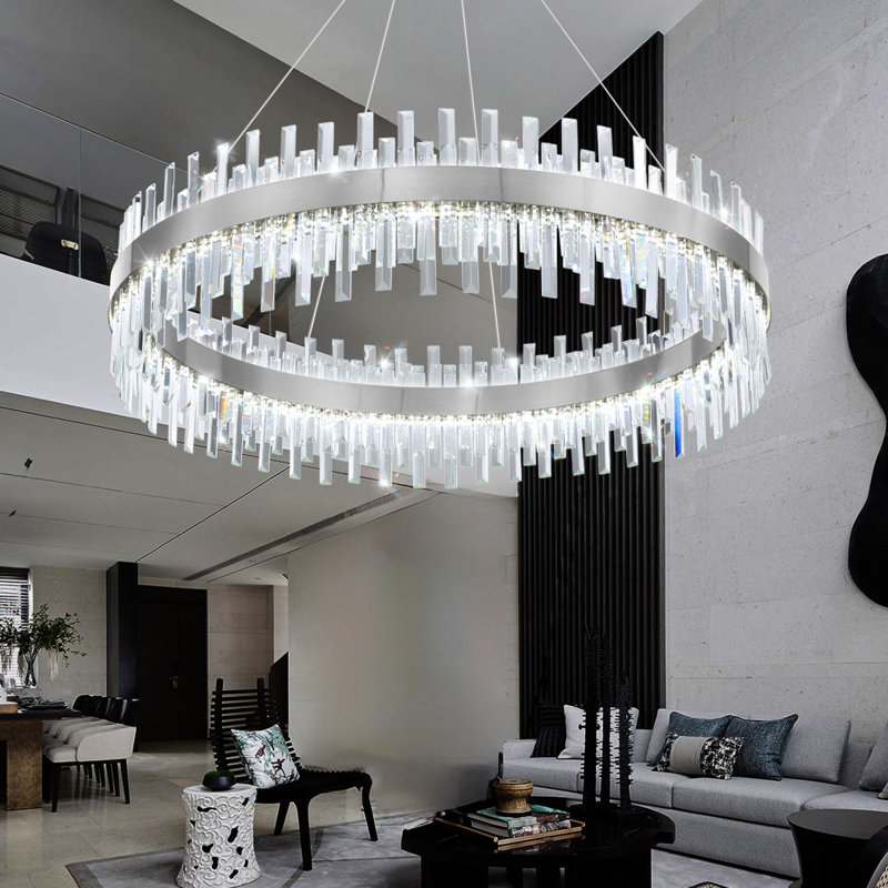 Glam Dimmable Led Crystal Chandelier, Silver