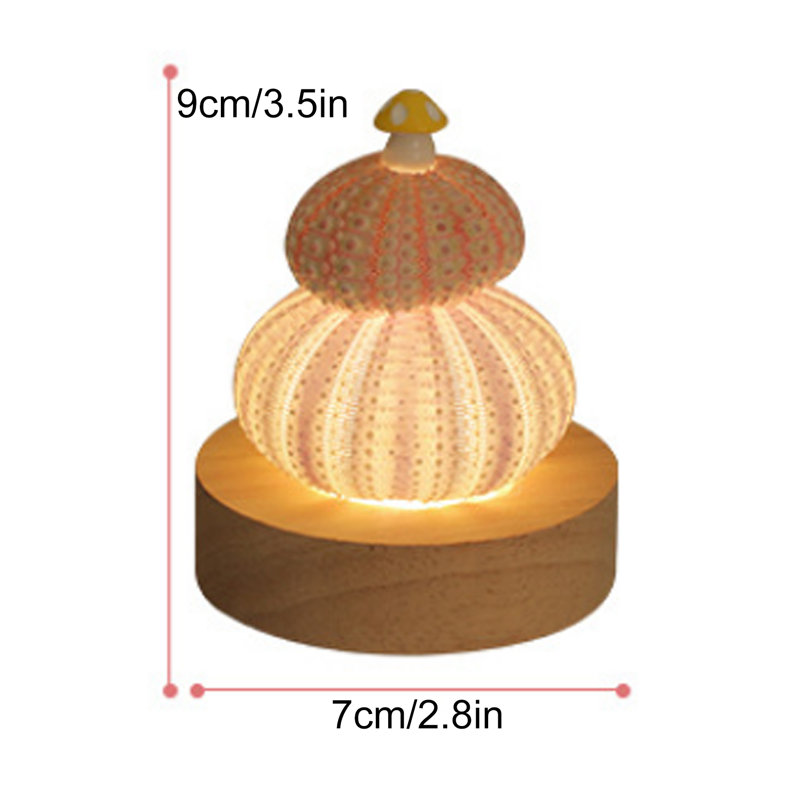 Lampe de table coquille d'oursin de mer avec base en bois et chevet en bois, décoration océanique unique pour chambre d'enfant