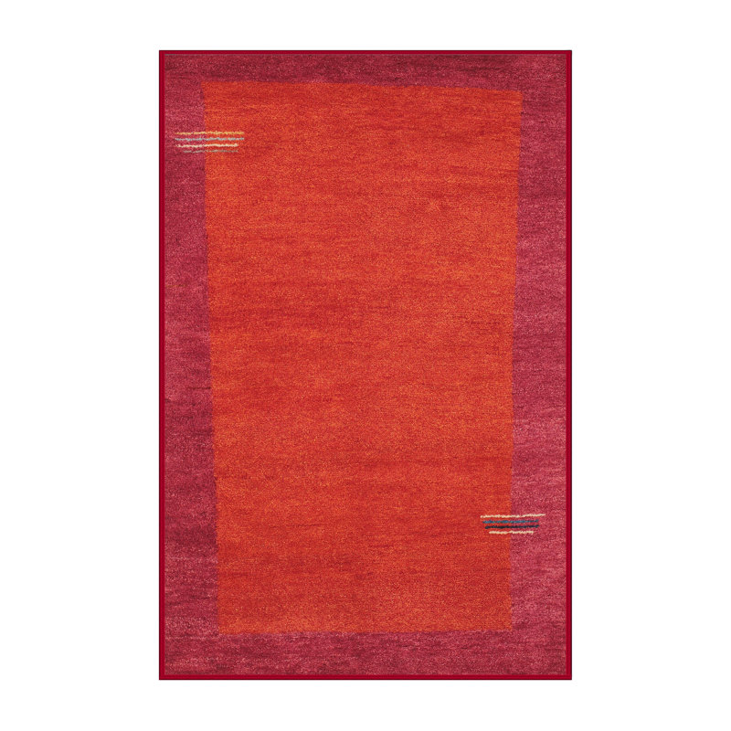 Tapis contemporain orange / rose, Rectangle 8 pi x 10 pi