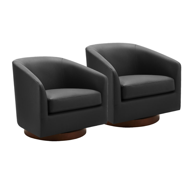 Fauteuil demi-tonneau pivotant Bennett (ensemble de 2), Charme noir
